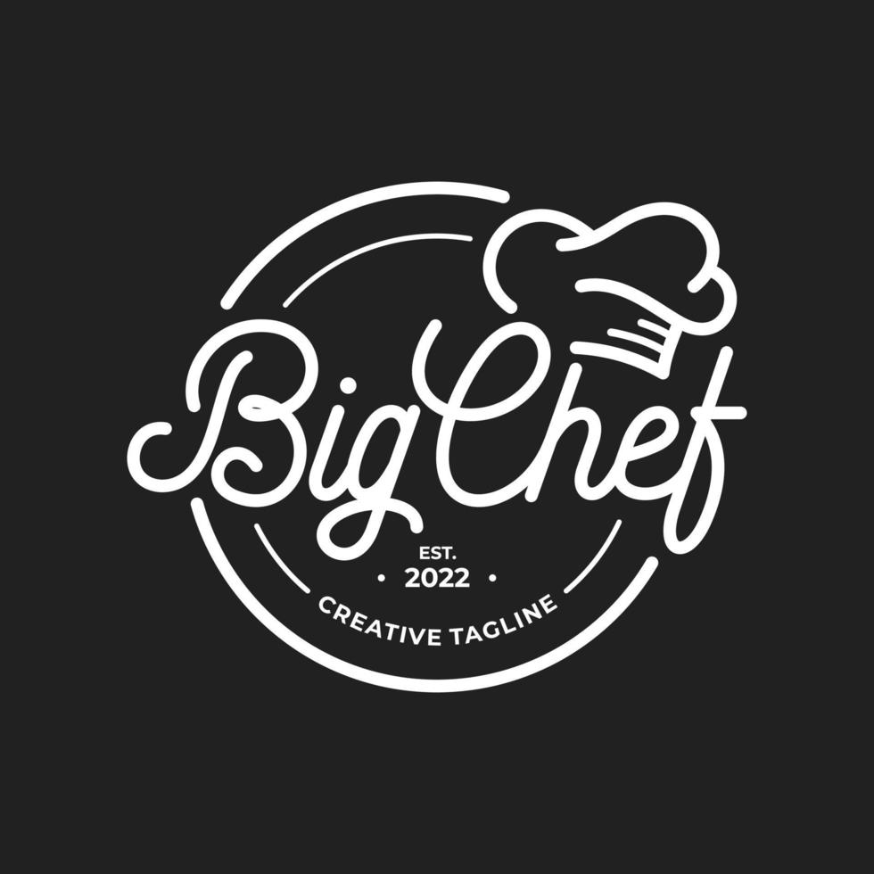 keuken chef wijnoogst ontwerp logo vector sjabloon