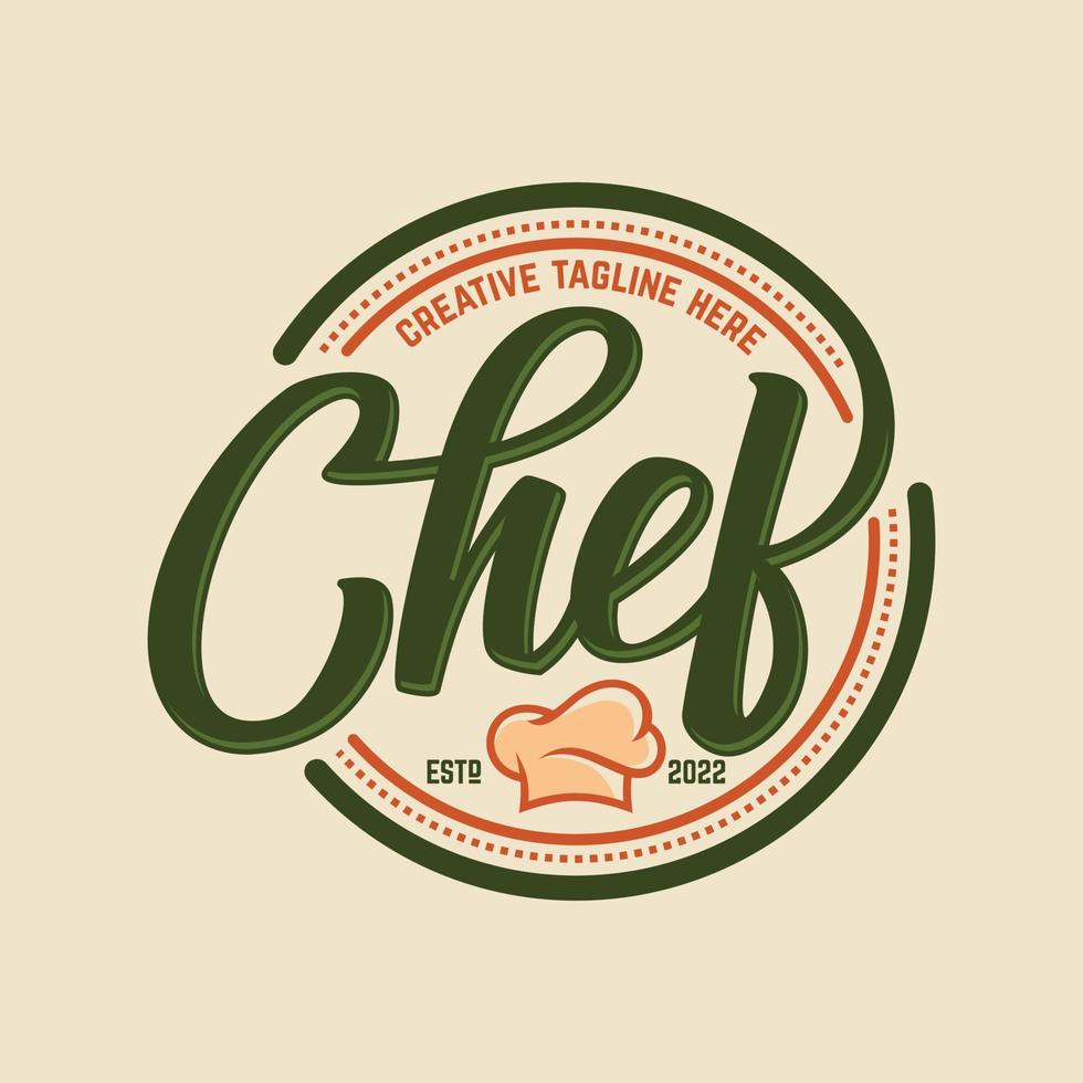 keuken chef wijnoogst ontwerp logo vector sjabloon