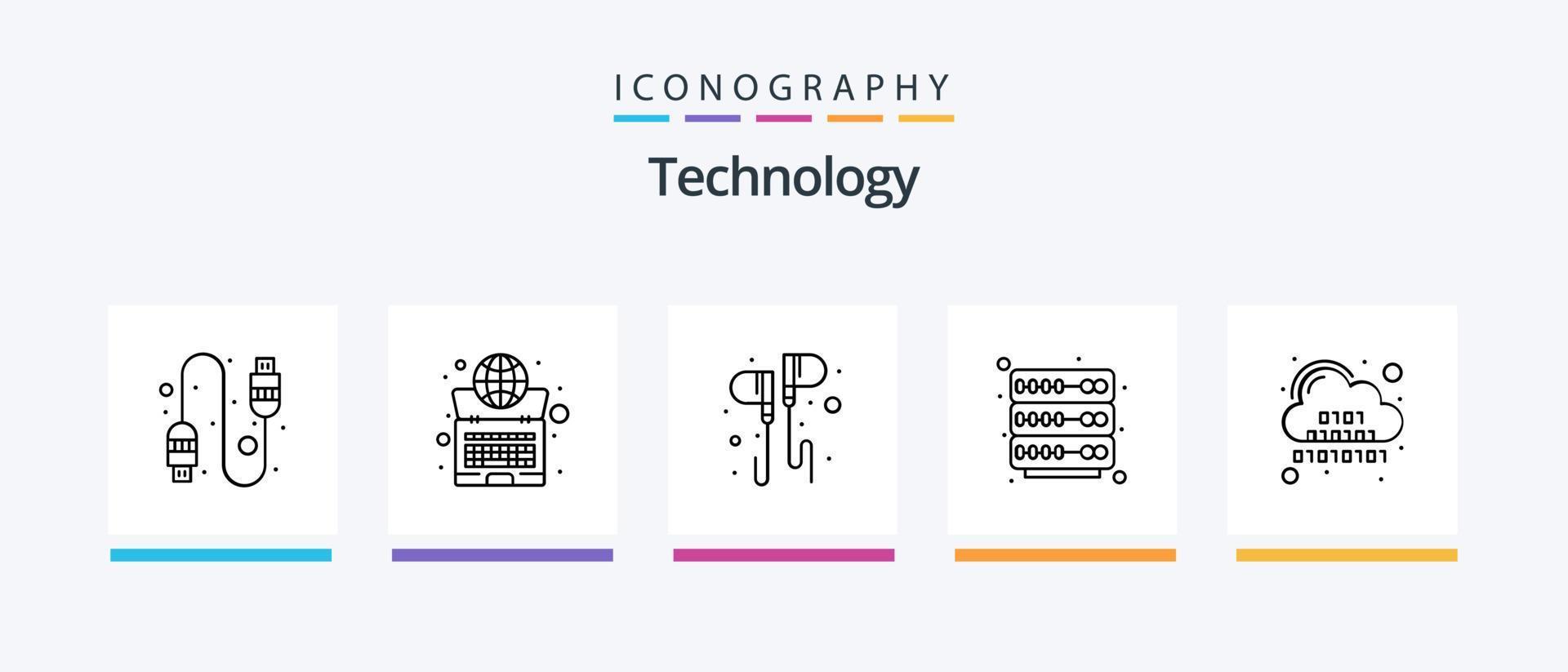 technologie lijn 5 icoon pak inclusief . apparaat. slim. server. hosten. creatief pictogrammen ontwerp vector