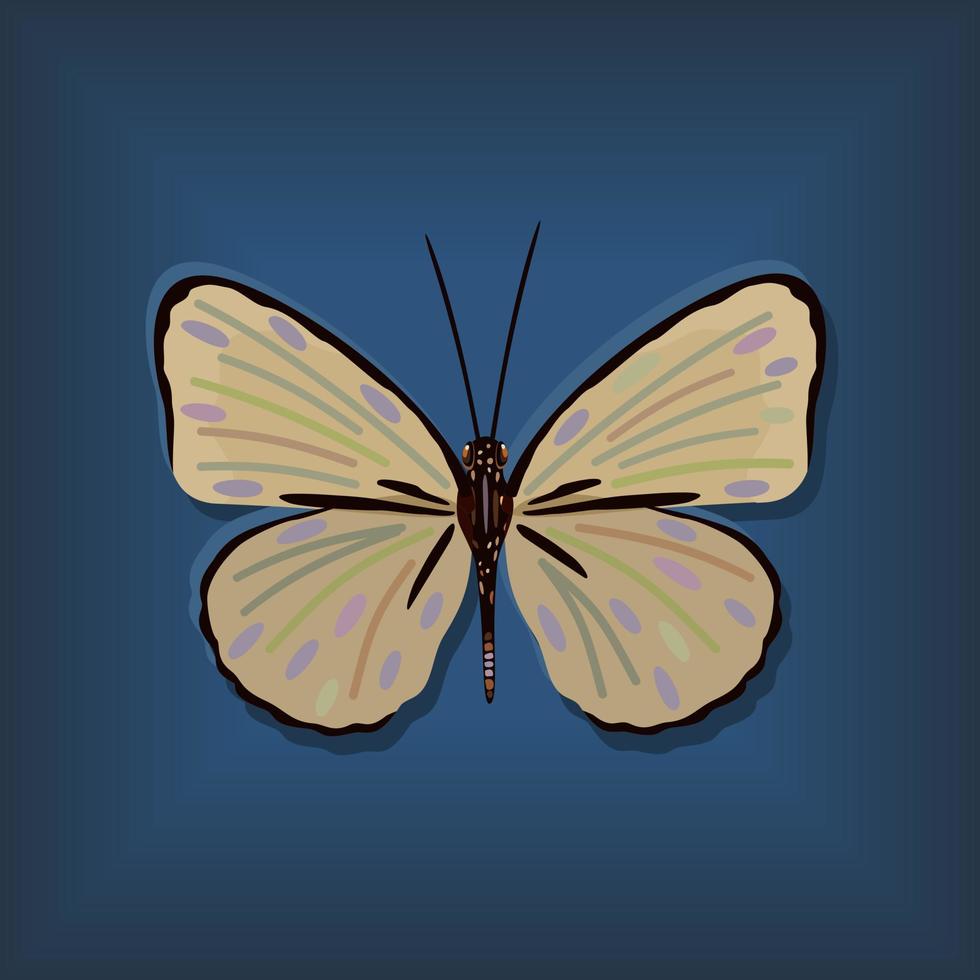 vector illustratie van geel vlinder Aan blauw achtergrond.