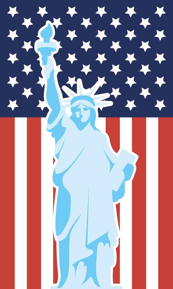 usa onafhankelijkheidsdag poster met vrijheidsbeeld vector