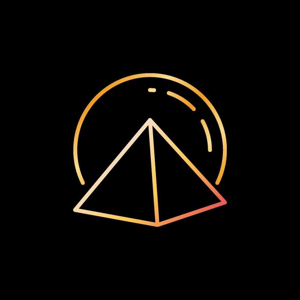 vector Egyptische piramide met zon concept schets kleurrijk icoon