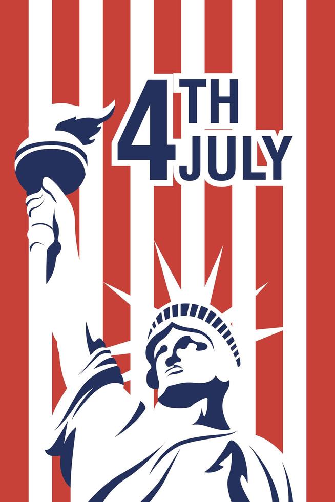 usa onafhankelijkheidsdag poster met vrijheidsbeeld vector