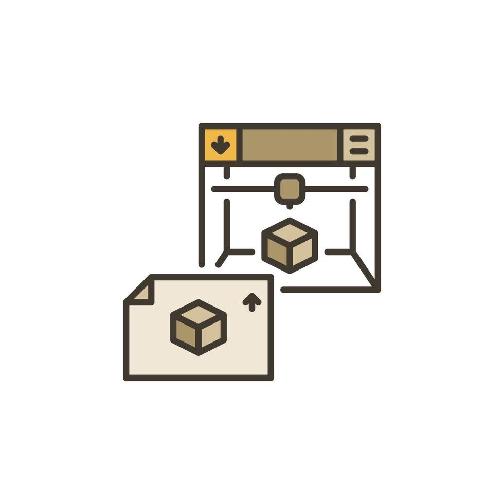 document met 3d printer vector het drukken concept gekleurde icoon
