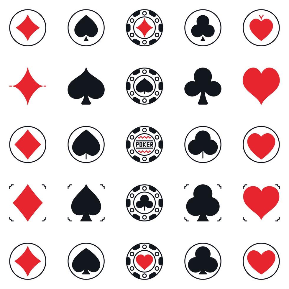 spelen kaart pakken modern solide pictogrammen - poker en casino concept symbolen vector