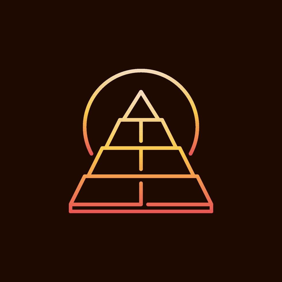 piramide en Egyptische zon vector concept dun lijn kleurrijk icoon