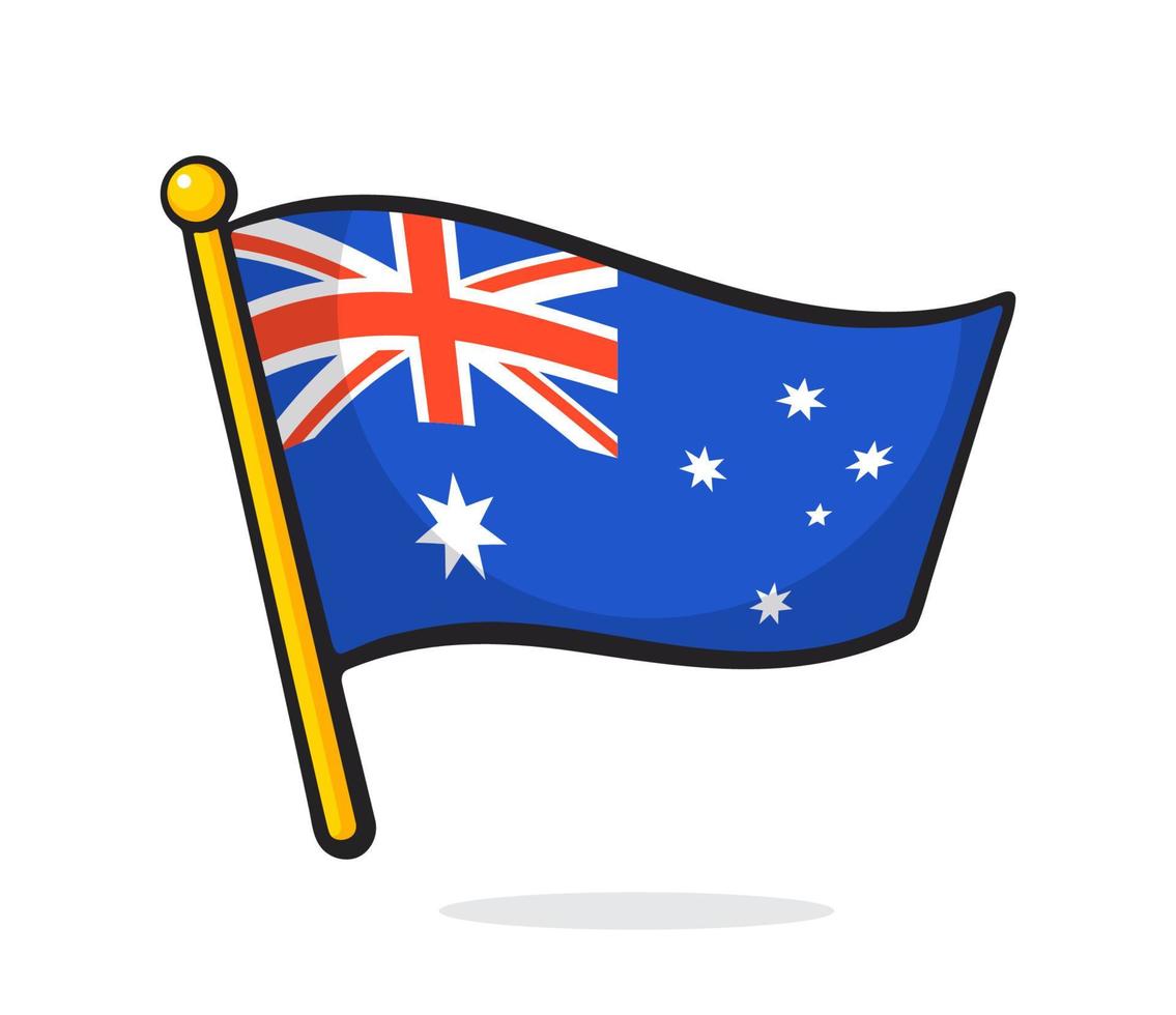 tekenfilm illustratie van vlag van Australië Aan vlaggestok vector