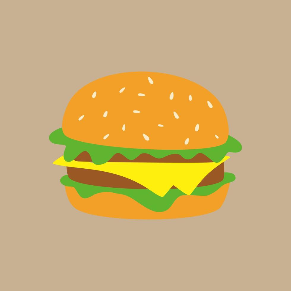 Hamburger belegd broodje met kaas. Fast food ontwerp element vector illustratie