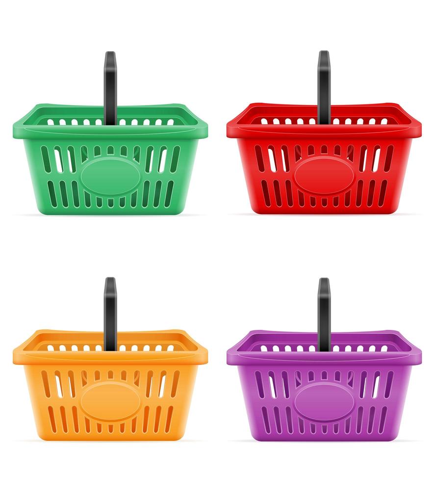 plastic winkelmandje set vector