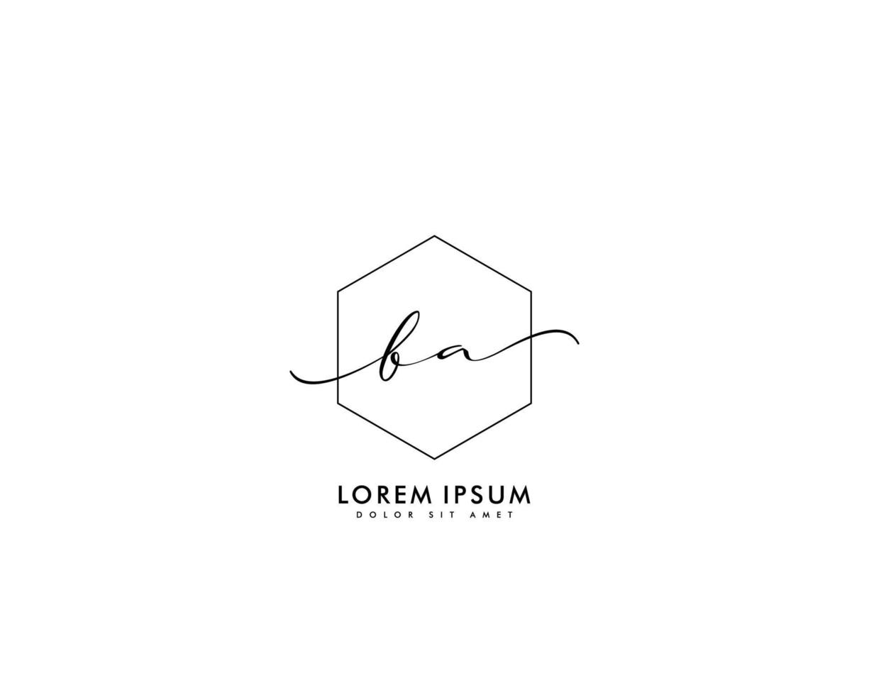 eerste ba vrouwelijk logo schoonheid monogram en elegant logo ontwerp, handschrift logo van eerste handtekening, bruiloft, mode, bloemen en botanisch met creatief sjabloon vector