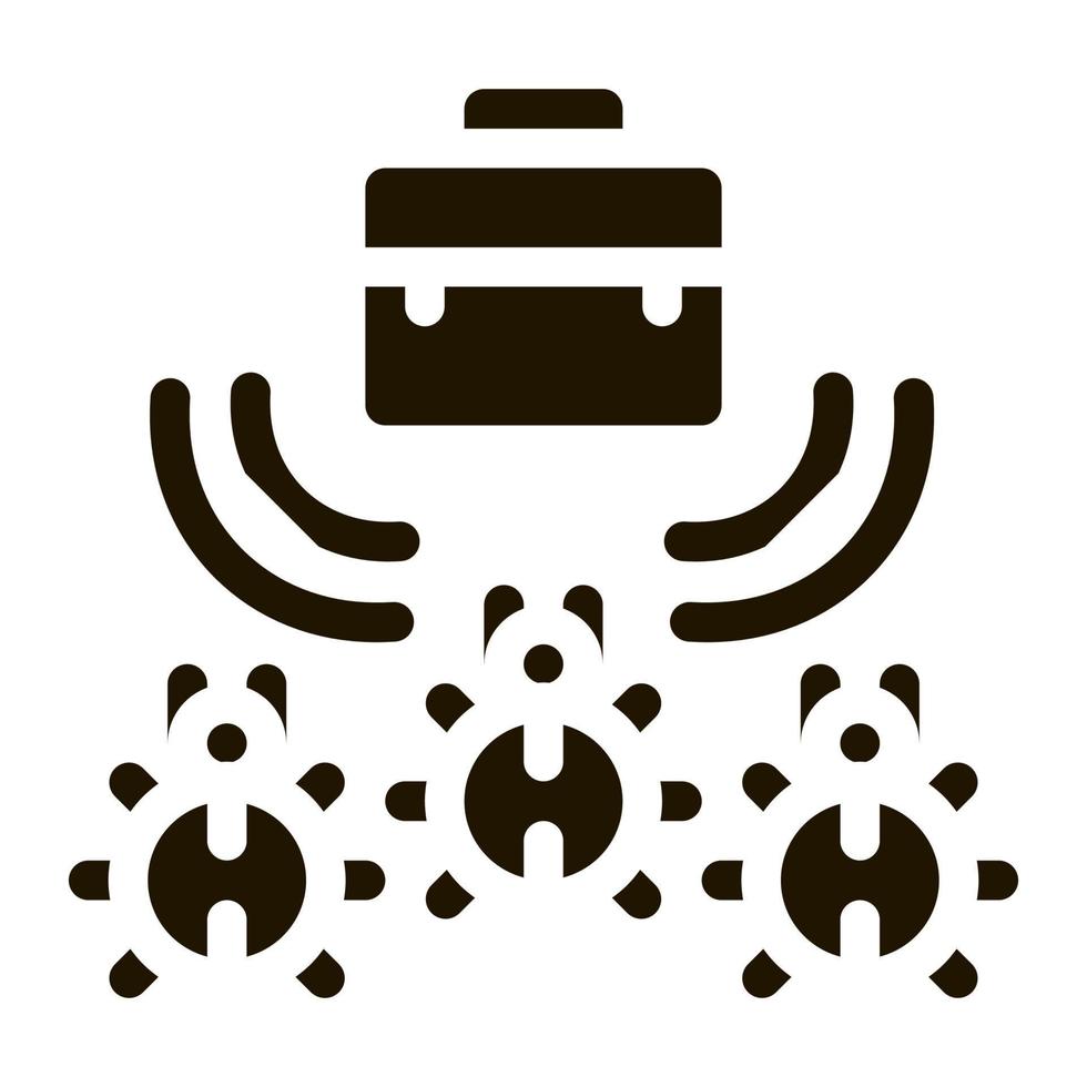 bugs voor luisteren in aktentas icoon vector glyph illustratie