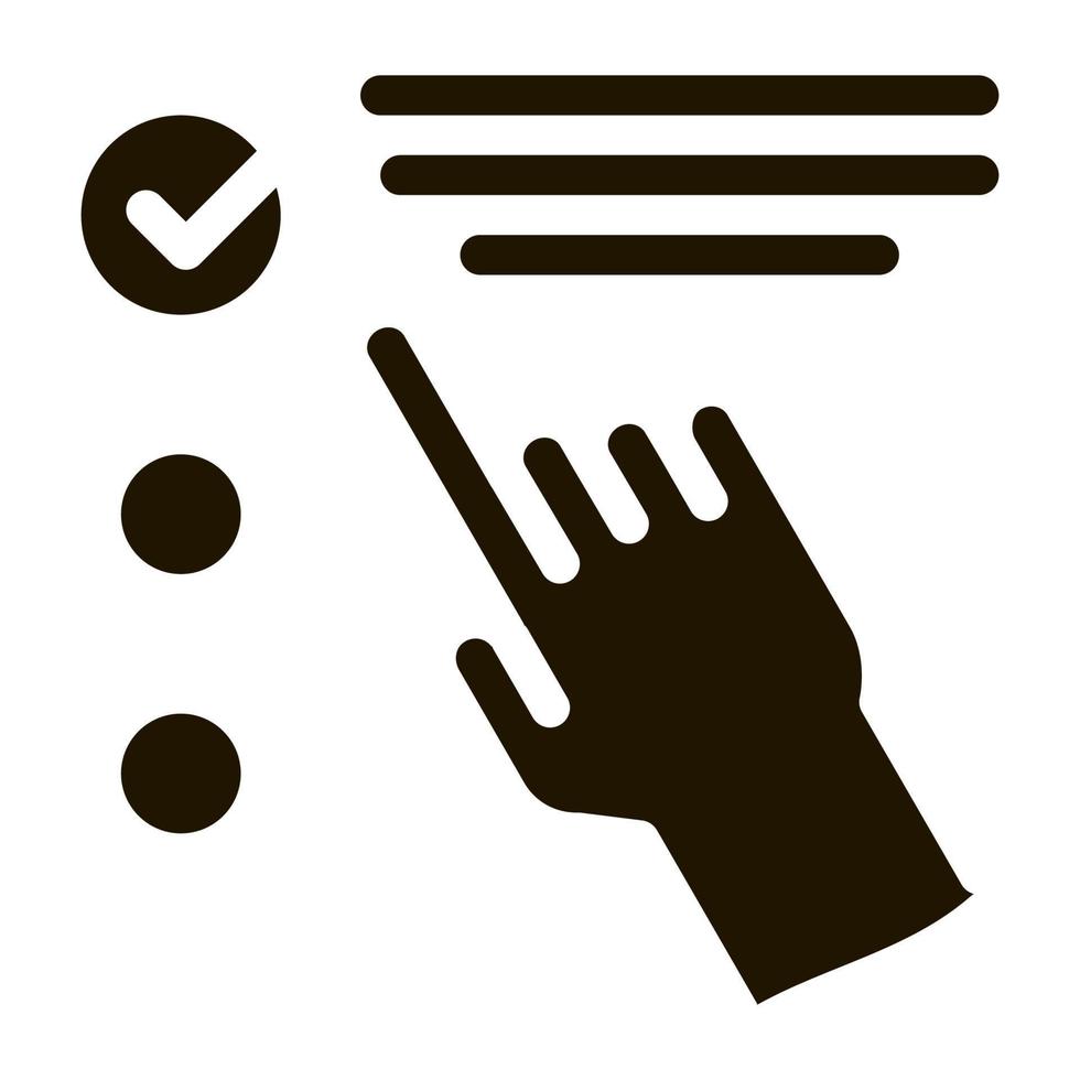 hand- tintje controleren lijst goedgekeurd Mark glyph icoon vector