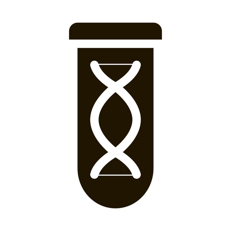 laboratorium glas test buis met biomateriaal glyph icoon vector