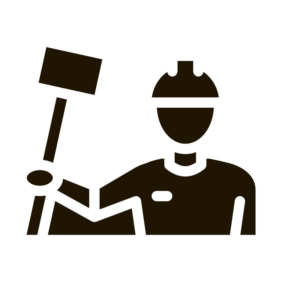 Mens houden hamer icoon vector glyph illustratie