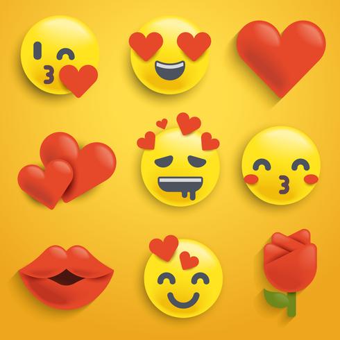 vector st. valentines emoji set