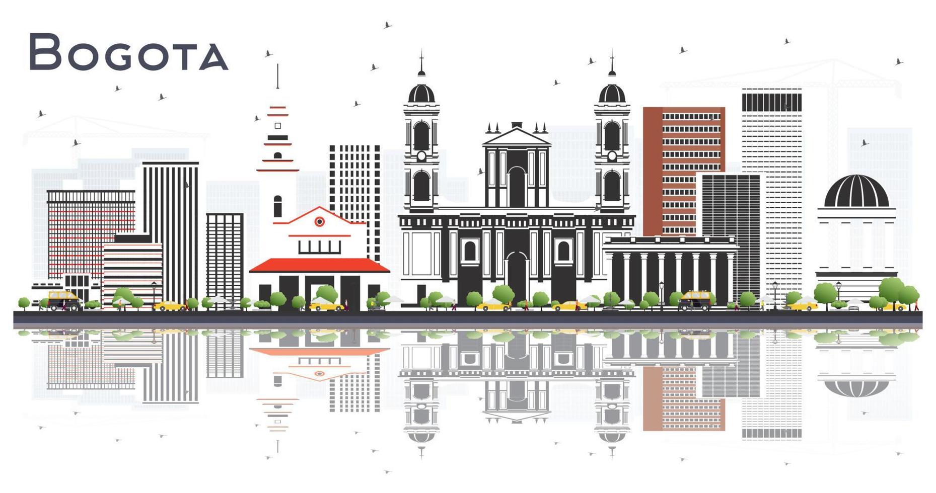 Bogota Colombia stad horizon met grijs gebouwen en reflecties geïsoleerd Aan wit. vector