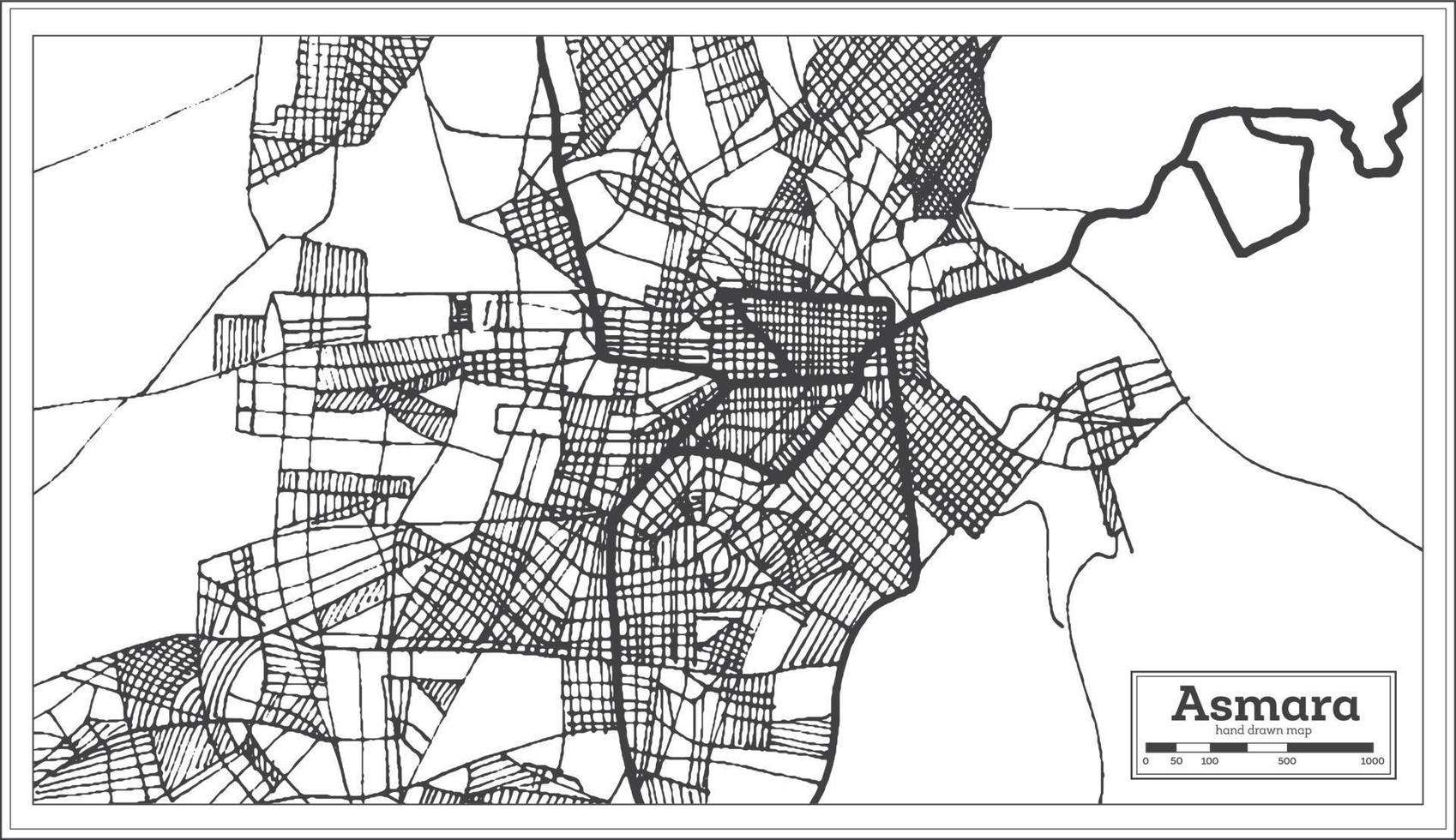 asmara eritrea stad kaart in retro stijl. schets kaart. vector