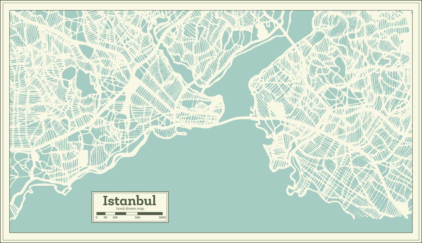 Istanbul kalkoen stad kaart in retro stijl. schets kaart. vector