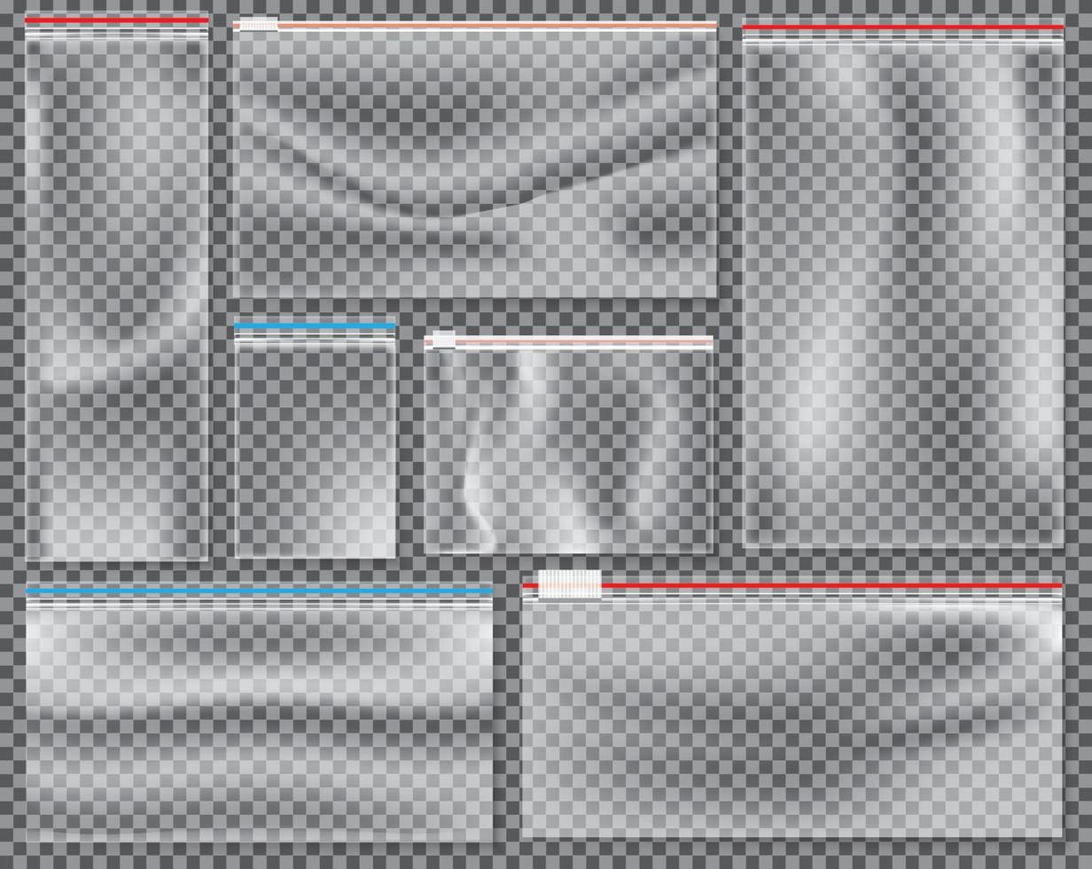 transparant nylon- zak met slot of ritssluiting. vector