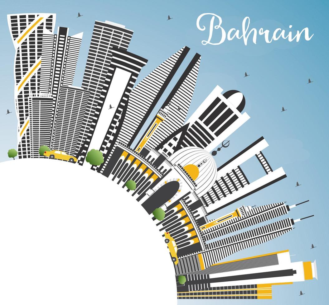 Bahrein stad horizon met grijs gebouwen, blauw lucht en kopiëren ruimte. vector