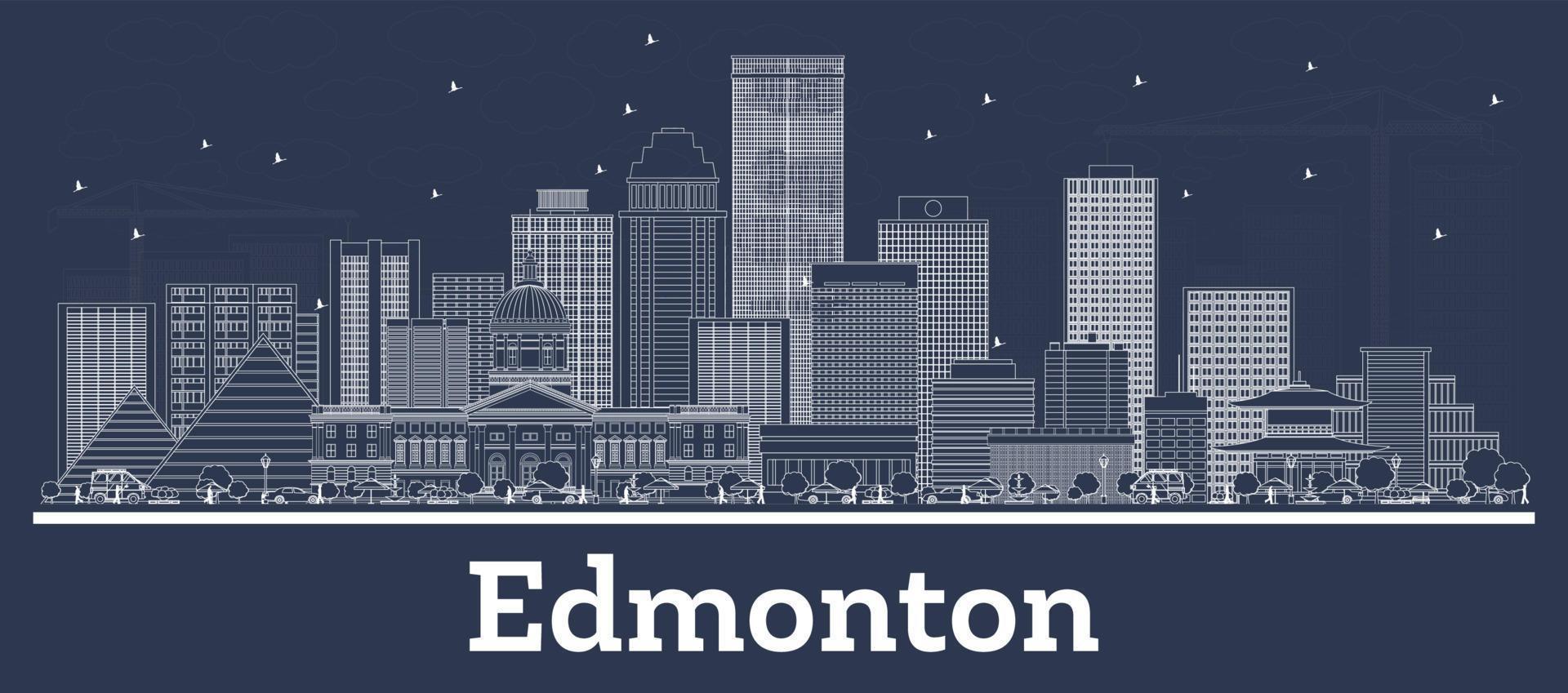 schets edmonton Canada stad horizon met wit gebouwen. vector