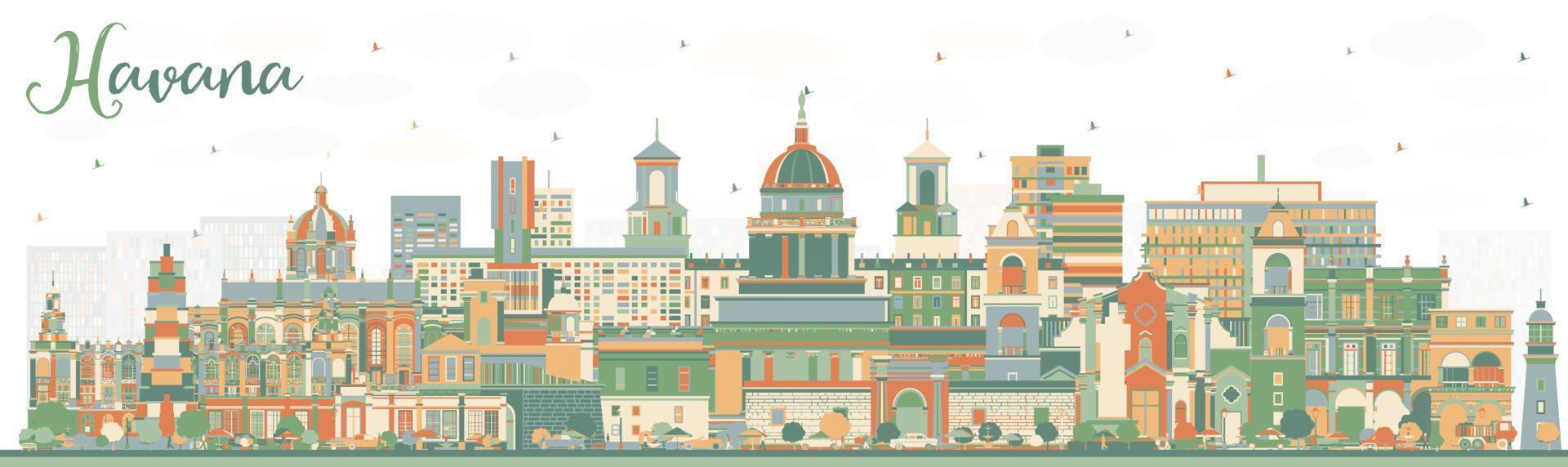 Havana Cuba stad horizon met kleur gebouwen. vector