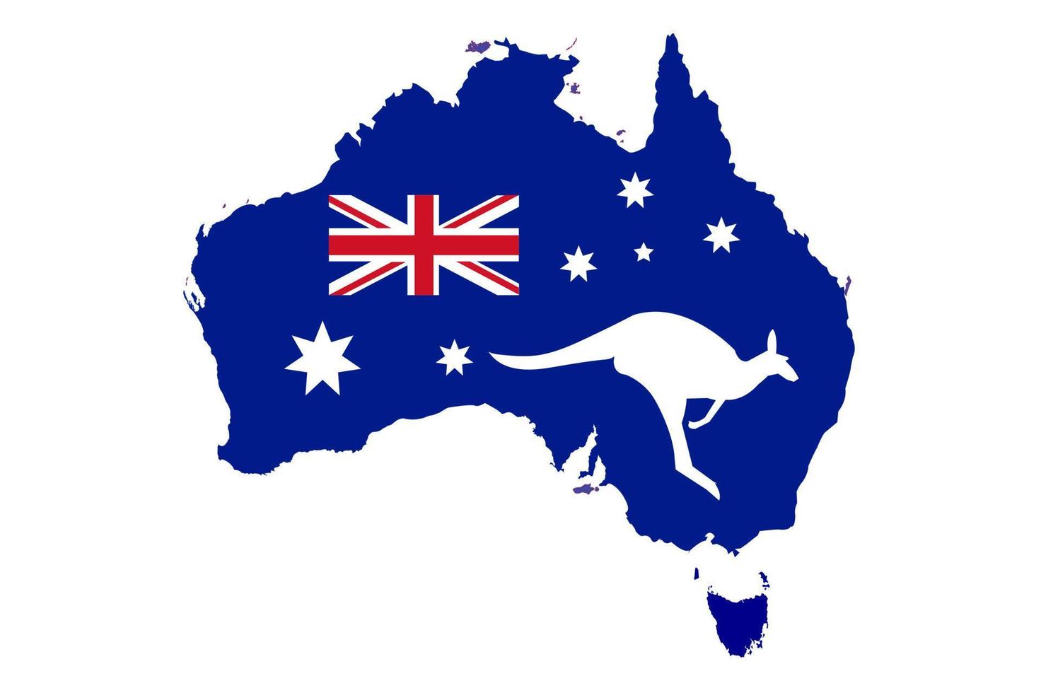 Australië vlag en kaart met kangoeroe, symbool van land, vector illustratie.