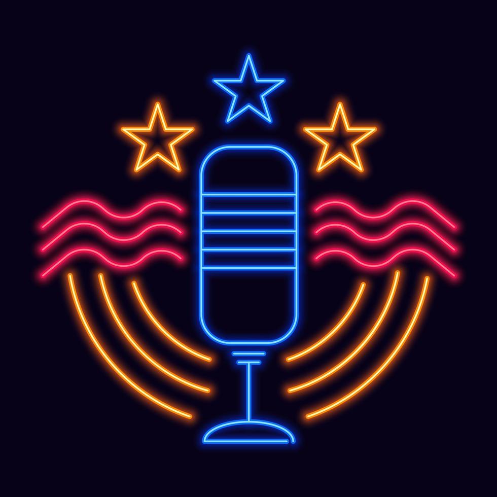 neon karaoke bar teken of bord, schijnend logotype vector