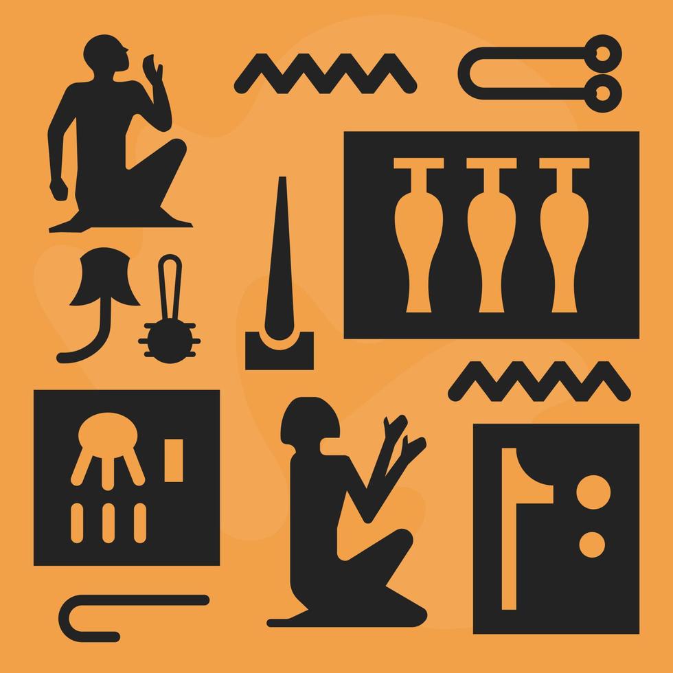 Egyptische symbolen en tekens, oude hiërogliefen vector