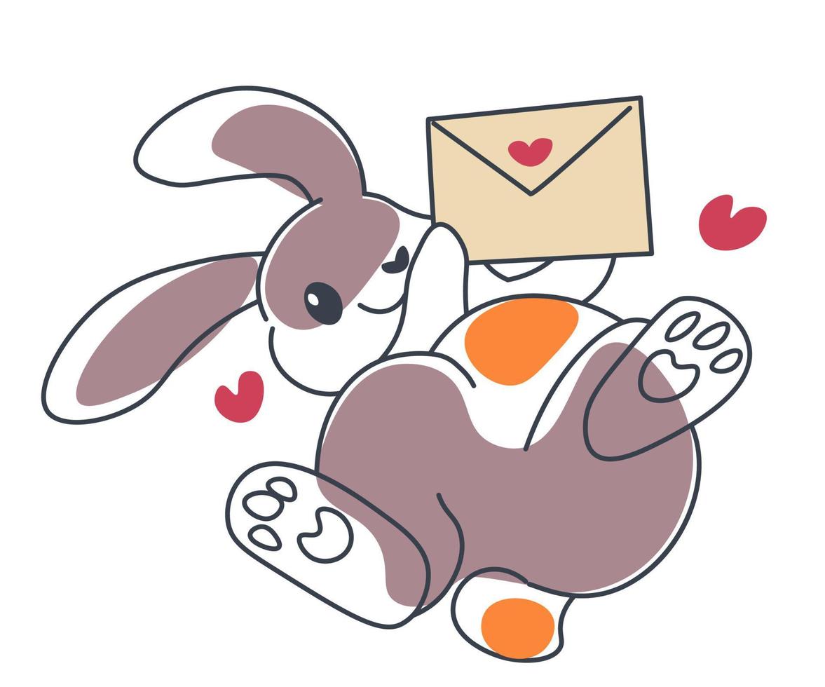 konijn met envelop met hart, liefde brieven vector
