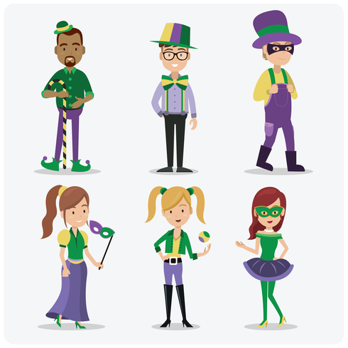 Mardi gras mensen vector