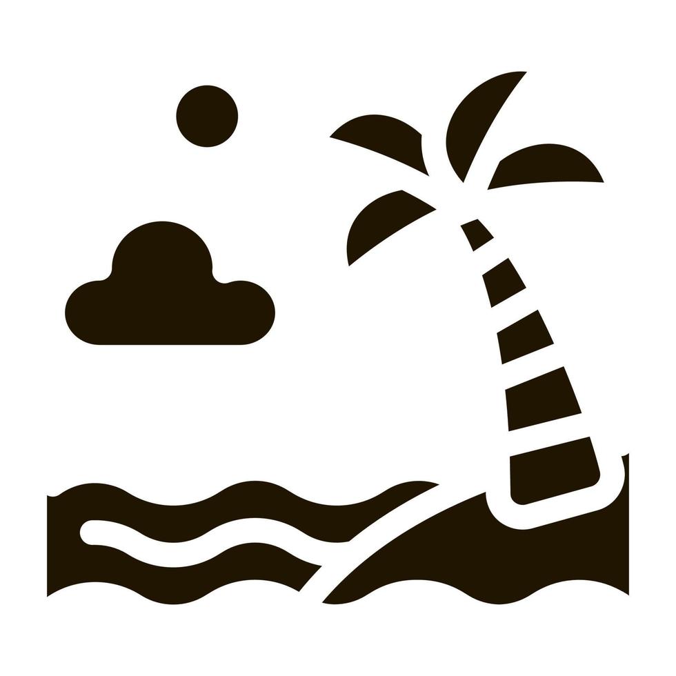 oceaan visie met palm icoon vector glyph illustratie
