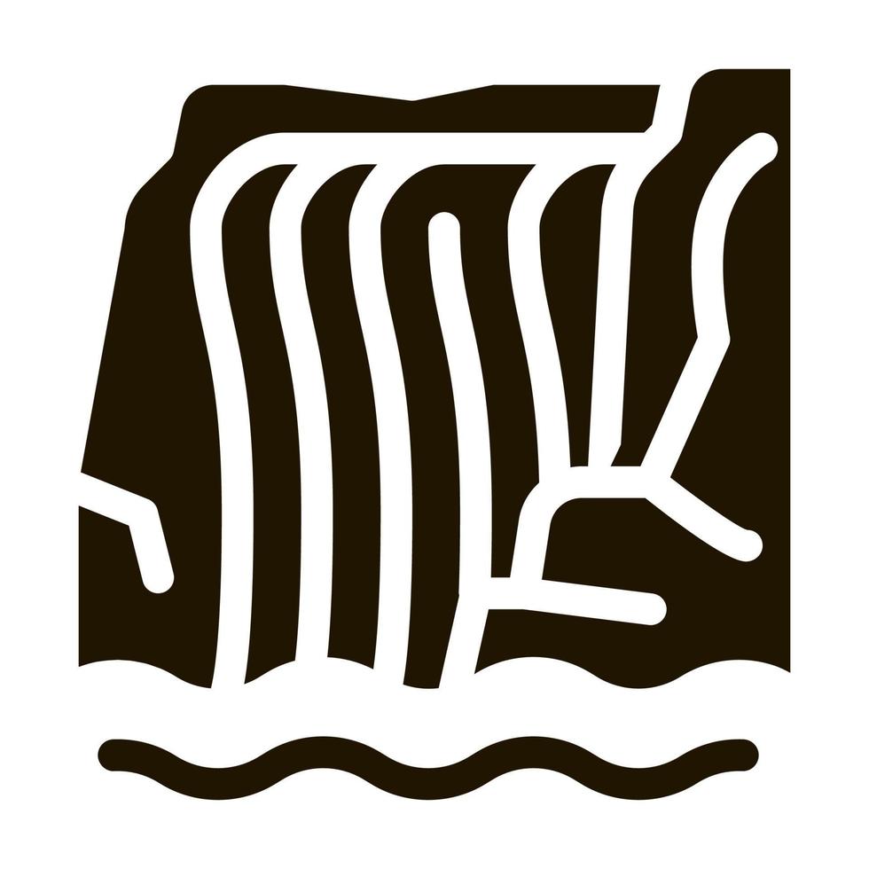 waterval in bergen icoon vector glyph illustratie