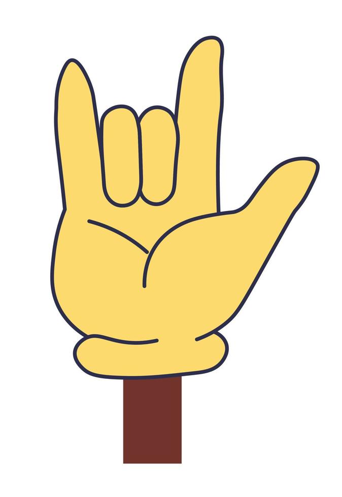 hippie hand- gebaar, rots en rollen teken vector