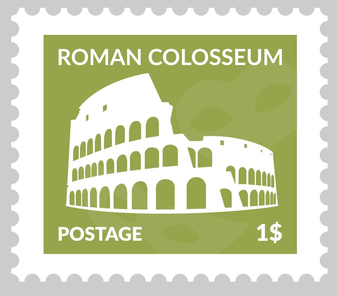 ansichtkaart of poststempel met colosseum in Italië Rome vector