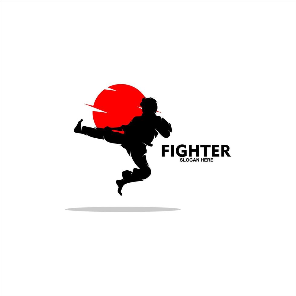 karate woord met vechter silhouetten vector