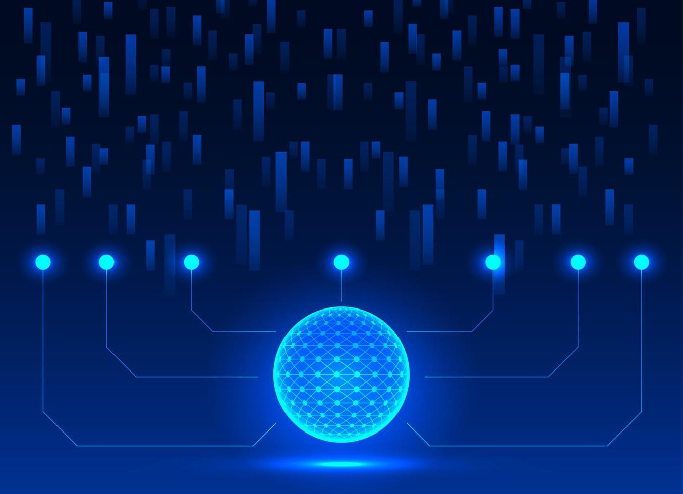 technologie gegevens verzameling en exporteren met een cirkel gecentreerd Aan de bewerker toenemen succes in bedrijf sneller en gemakkelijker. donker blauw achtergrond vector