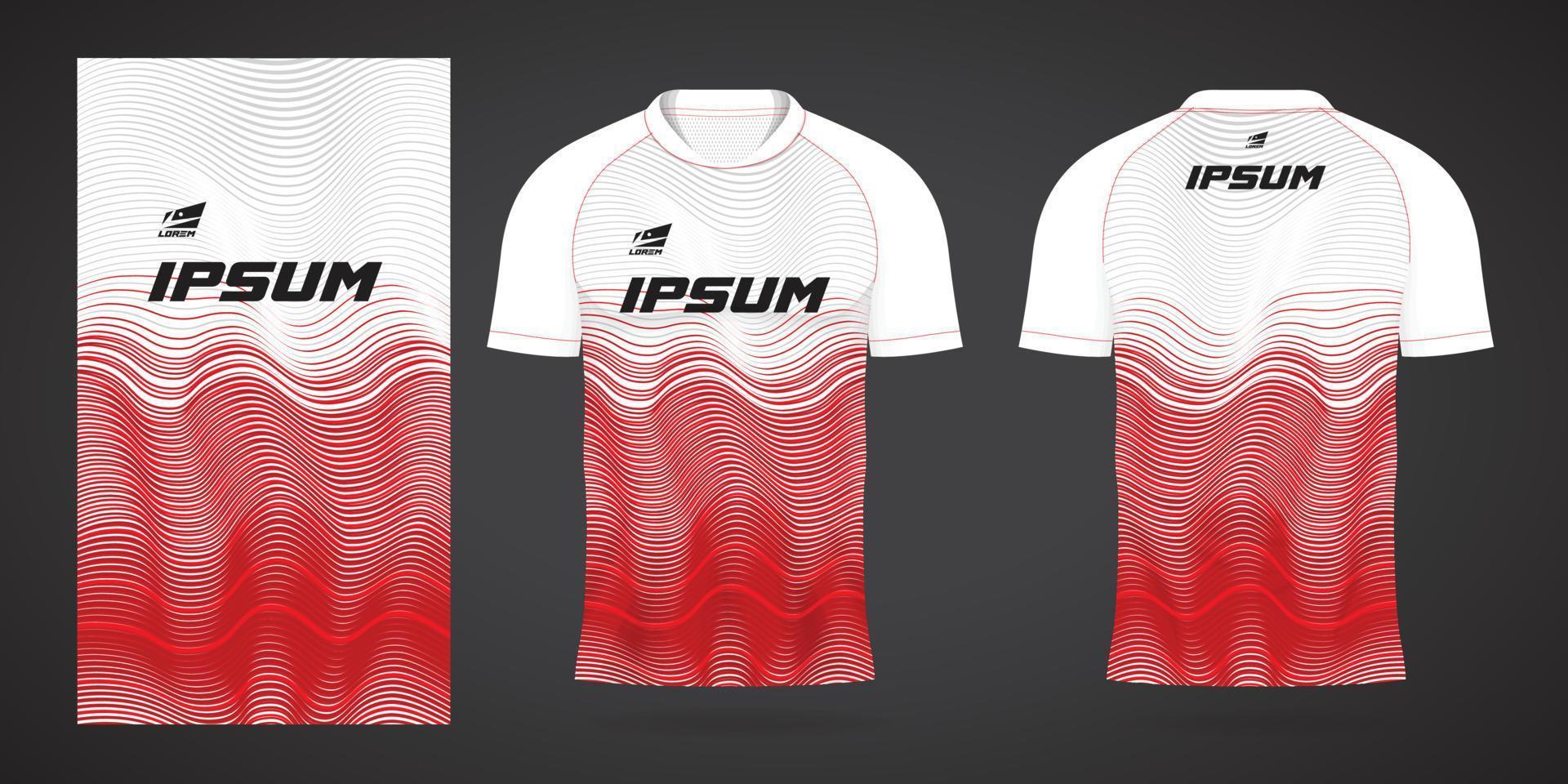 rood wit sportshirt sjabloon voor teamuniformen en voetbalt-shirtontwerp vector