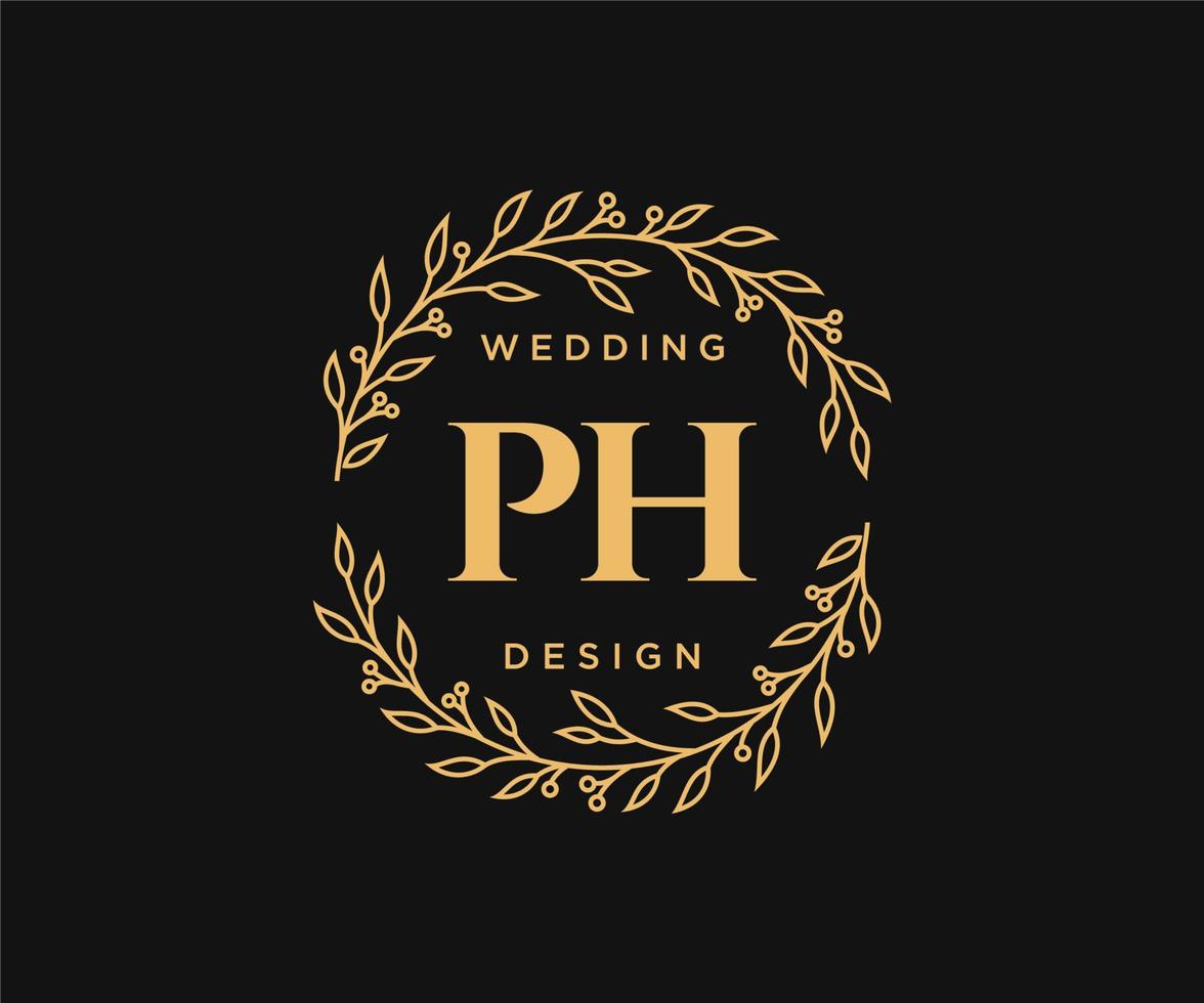 ph initialen brief bruiloft monogram logos verzameling, hand- getrokken modern minimalistisch en bloemen Sjablonen voor uitnodiging kaarten, opslaan de datum, elegant identiteit voor restaurant, boetiek, cafe in vector