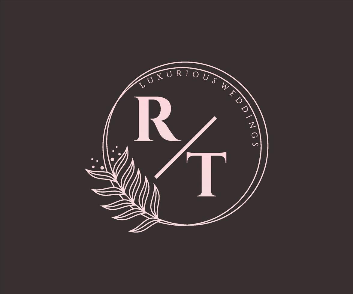 rt initialen brief bruiloft monogram logos sjabloon, hand- getrokken modern minimalistisch en bloemen Sjablonen voor uitnodiging kaarten, opslaan de datum, elegant identiteit. vector