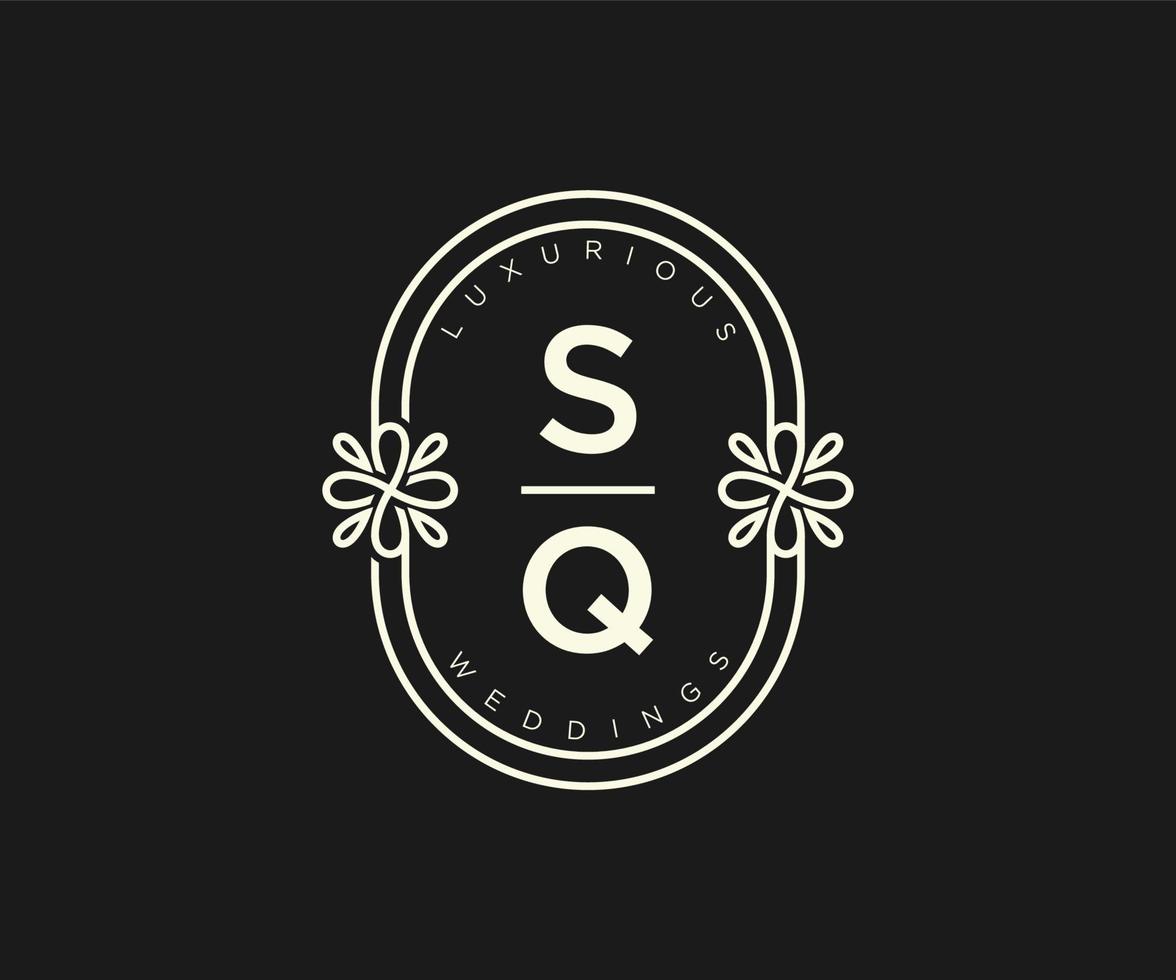 sq initialen brief bruiloft monogram logos sjabloon, hand- getrokken modern minimalistisch en bloemen Sjablonen voor uitnodiging kaarten, opslaan de datum, elegant identiteit. vector