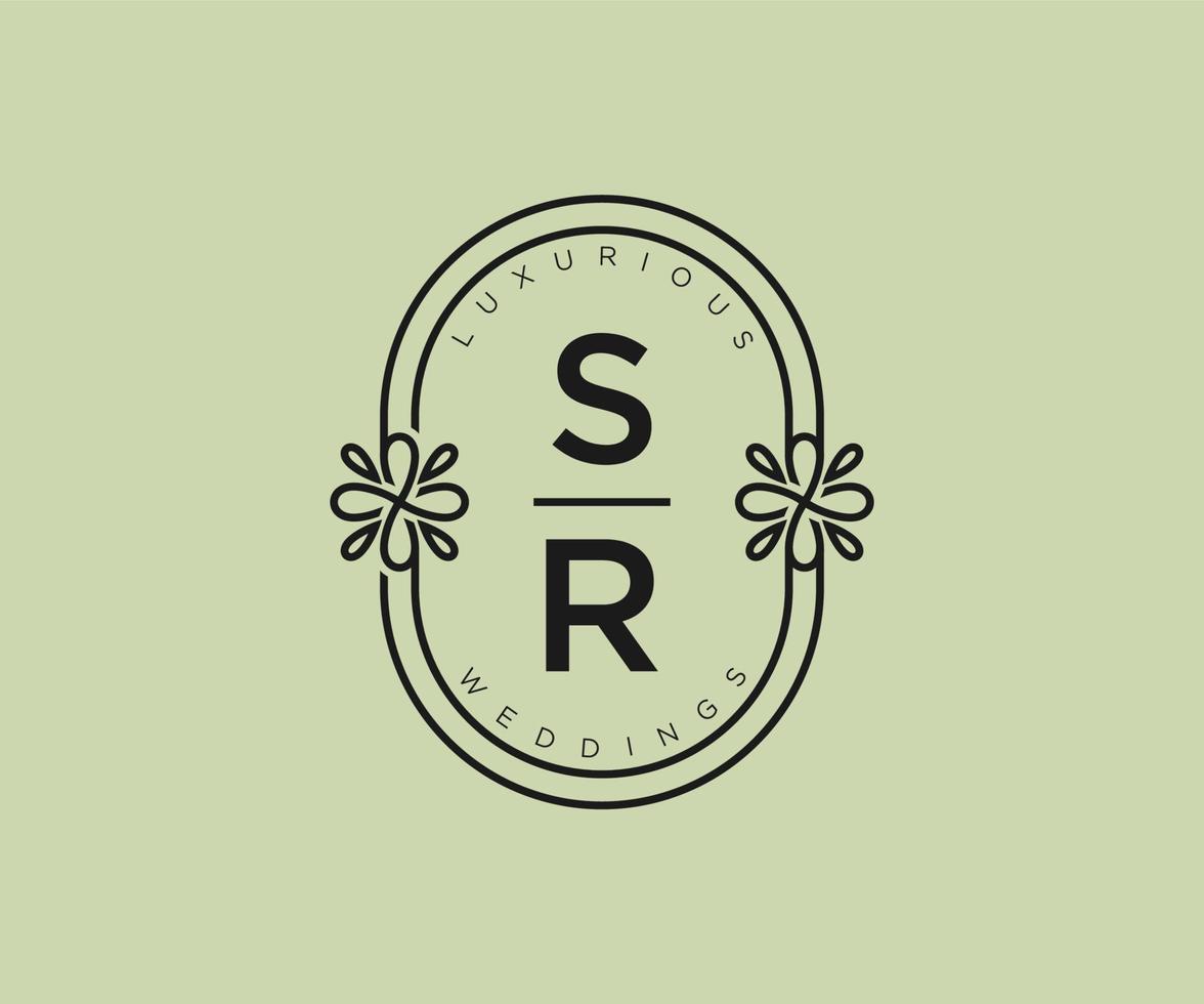 sr initialen brief bruiloft monogram logos sjabloon, hand- getrokken modern minimalistisch en bloemen Sjablonen voor uitnodiging kaarten, opslaan de datum, elegant identiteit. vector