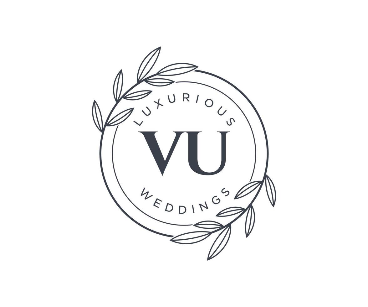 vu initialen brief bruiloft monogram logos sjabloon, hand- getrokken modern minimalistisch en bloemen Sjablonen voor uitnodiging kaarten, opslaan de datum, elegant identiteit. vector