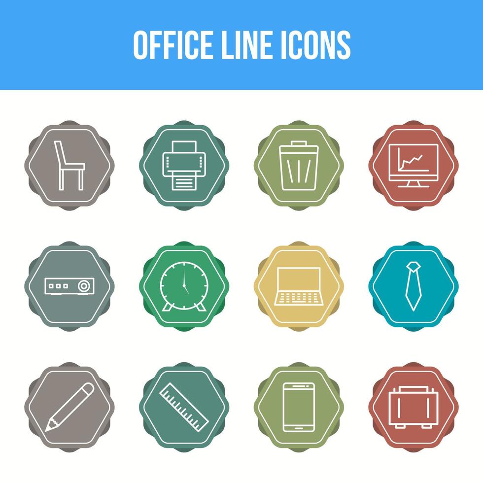 unieke office line icon set line vector