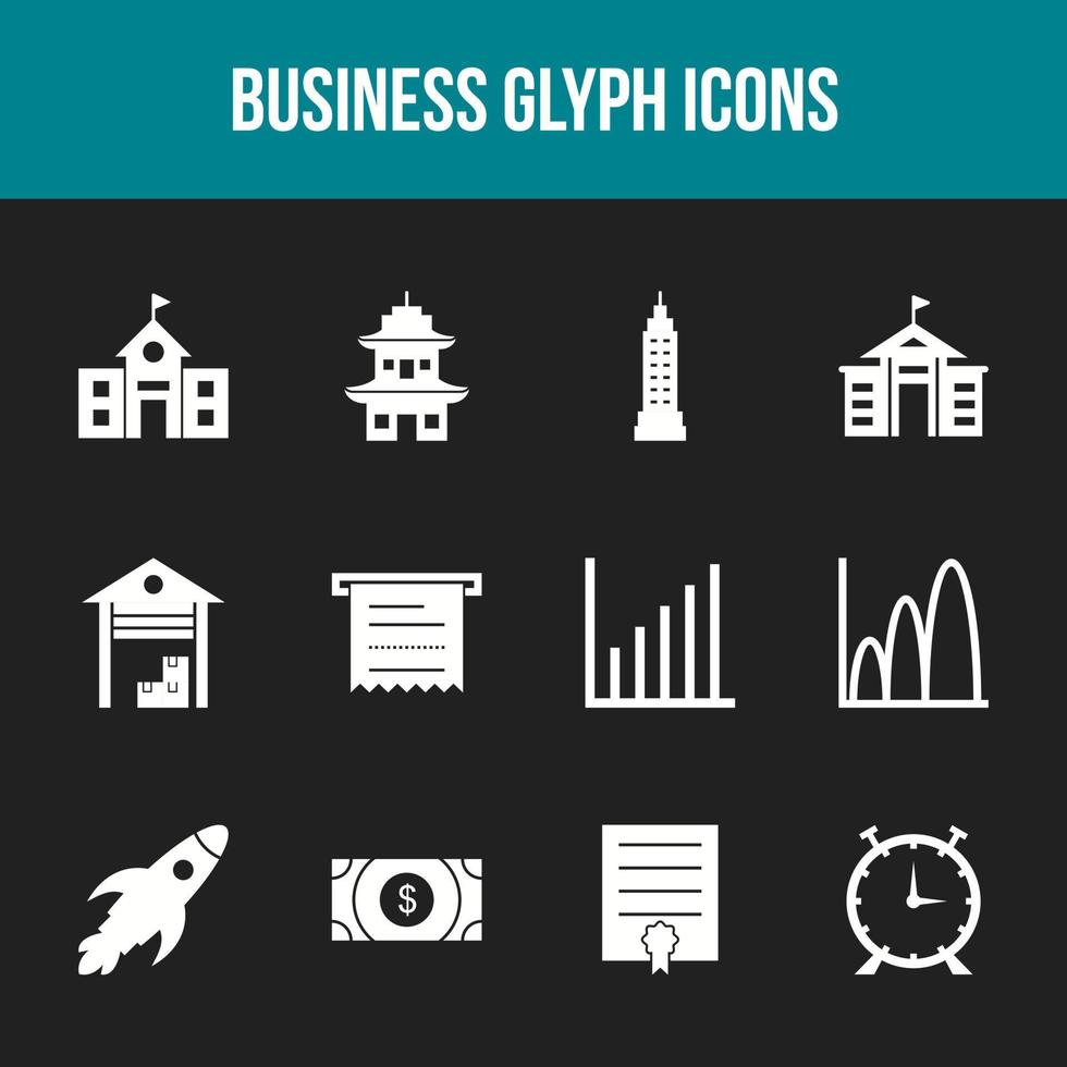 uniek bedrijf glyph icoon reeks vector