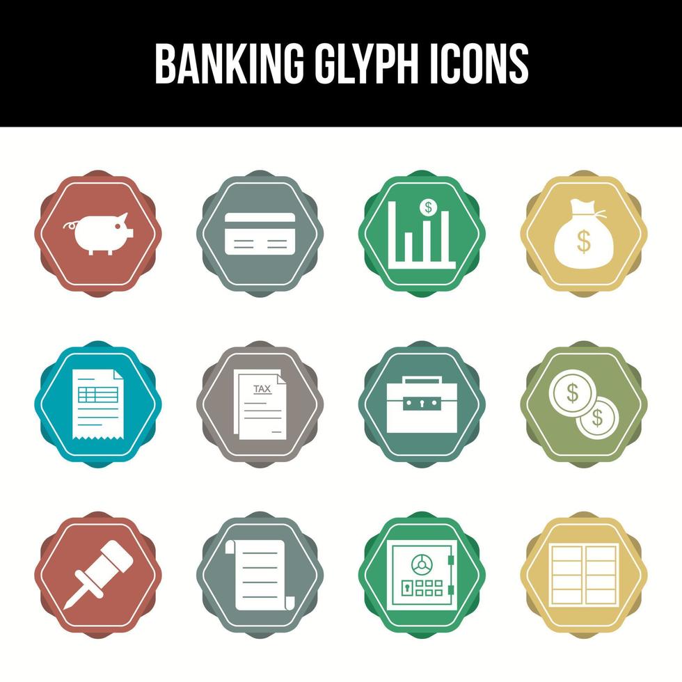 uniek bank glyph icoon reeks vector