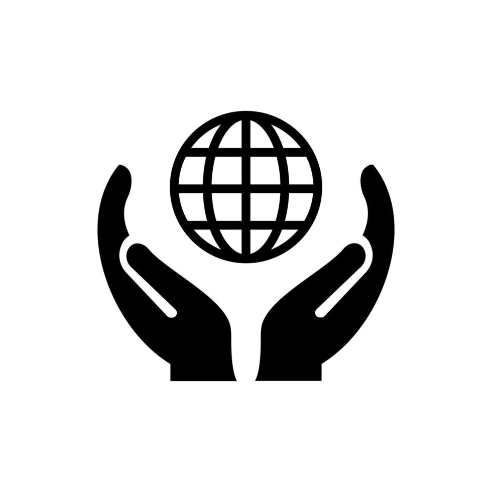 hand- wereldbol logo ontwerp. wereld logo met hand- concept vector. hand- en wereld logo ontwerp vector