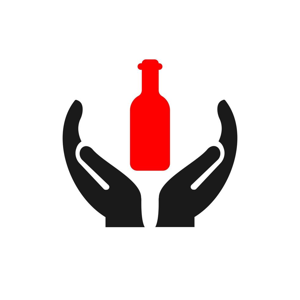 hand- wijn logo ontwerp. wijn logo met hand- concept vector. hand- en wijn fles logo ontwerp vector