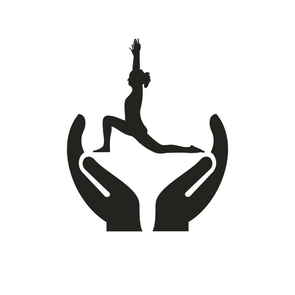 yoga hand- logo ontwerp. yoga logo met hand- concept vector. hand- en yoga logo ontwerp vector