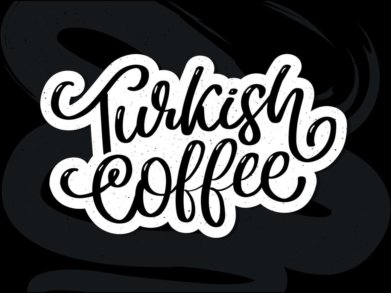 Turkse koffie brief vector logo, typografie, teken in zwart-wit. reclameposter of sjabloonontwerp. modern belettering logo, koffie uithangbord. ontwerp elementen. vectorillustratie.